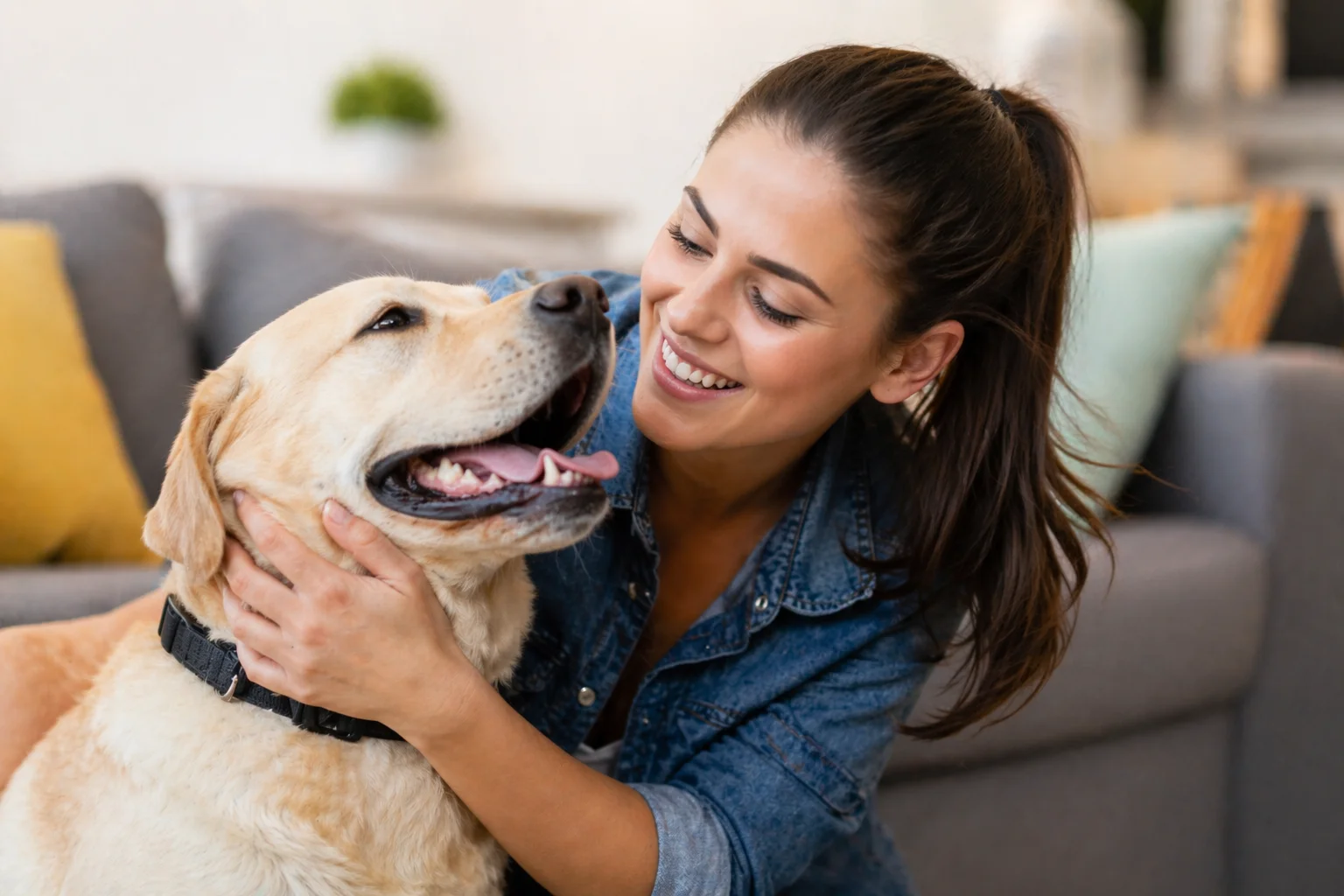 Dog receiving lots of love at the dog hotel