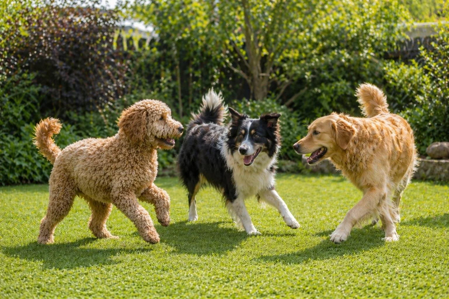 Dogs socialising at the dog hotel